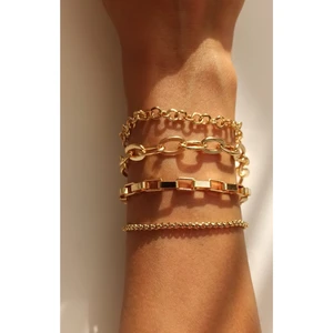 X-lady Accessories Kadın Altın Dörtlü Kombin Zincir Bileklik
