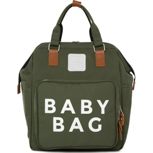 Haki Baby Bag Baskılı Cepli Anne Bebek Bakım Sırt Çantası