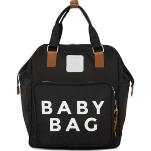 Siyah Baby Bag Baskılı Cepli Anne Bebek Bakım Sırt Çantası
