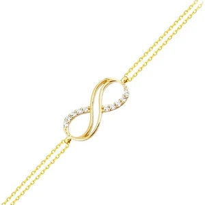 Sembol Gold Altın Zincir Sonsuzluk Bileklik 14K Gold  Taşlı