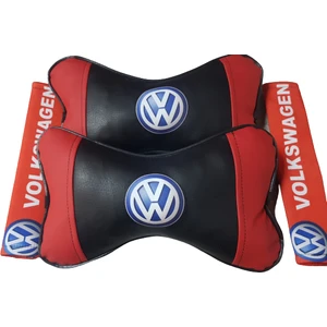 Volkswagen Kırmızı Papyon Deri Boyun Yastığı ve Kemer Konforu