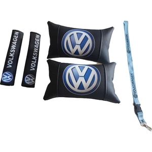 Volkswagen Siyah Deri Boyun Yastığı Kemer Konforu ve Ayna Ipi