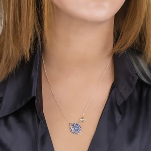 Diversity Jewelry Kadın Gümüş Zirkon Taşlı Rose Gezegen Kolye