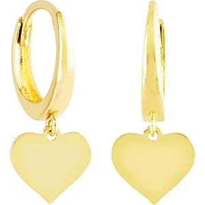 Sembol Gold Sallantılı Altın Kalp Küpe 14K Gold Taşsız