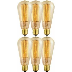 Edison Flemanlı ST64  Modeli 40W  Dekoratif Rustik Ampul 6'lı