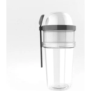 Capsularge 450 ml + 200 ml +100 ml Kaşıklı Yoğurt Kabı - Siyah