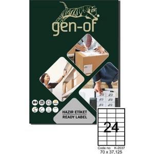 GK-2037 Laser Etiket 70X37.125 100 Sayfa 2400 Etiket