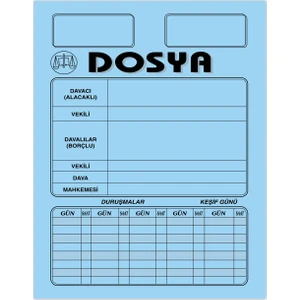 Büro Ofis Dava İcra Avukat Dosyası  Mavi Büyük Boy 1. Kalite 300'lü