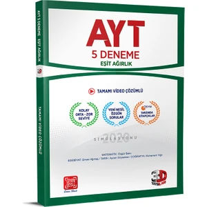 3D Yayınları AYT 5'li Eşit Agırlık Deneme Tamamı Video Çözümlü