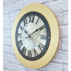 Mermer Desenli Altın Duvar Saati