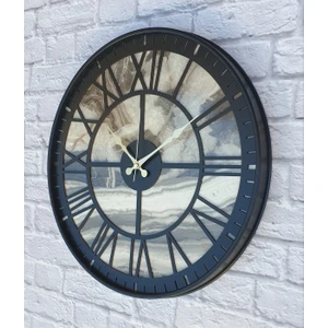 Metal Kasalı Mermer Desenli Duvar Saati