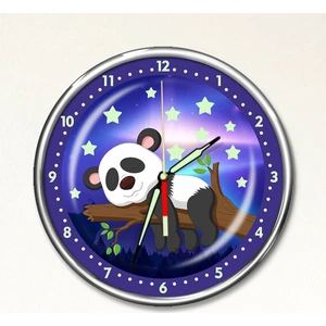 Dekor Loft Premium Gece Parlayan Uykucu Panda Çocuk Odası Duvar Saati PFS-1780