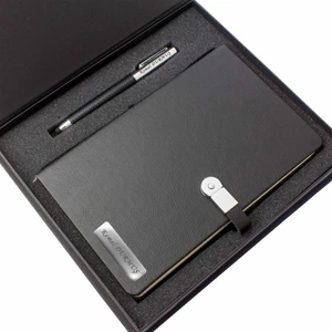 Hediye Rengi İsme Özel Usb'li Defter ve Lüx Roller Kalem Seti Tasarım Kutulu
