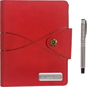 Hediye Rengi İsme Özel Organizerli Tarihsiz Sonsuz ajanda ve Kalem Seti Kırmızı