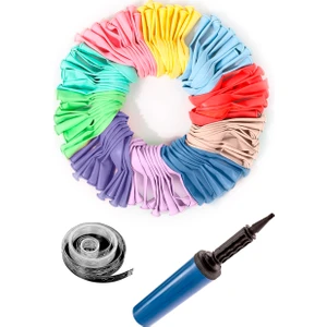 100 Adet Pastel Zincir Balon Seti