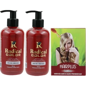 Color Saç Boyası Biber Kızılı 250 ml 2 Adet ve Hairplus Saç Açıcı