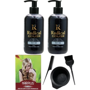 Color Saç Boyası Mor 250 ml 2 Adet Saç Açıcı ve Saç Boya Kabı Seti