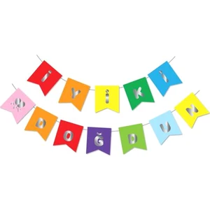 Gümüş Metalik Baskılı Iyiki Doğdun Banner Renkli