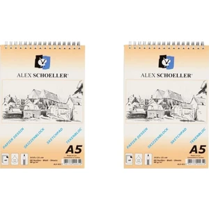 Alex Schoeller ALX-821 Eskiz Blok A5 90 Gram Spiralli 60 Yaprak  2'li