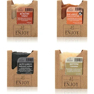 Doğal Sabun Kükürt Bal & Keçi Sütü Aktif Karbon Bıttım El Yüz Saç ve Vücut Sabunu