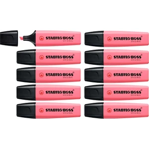 Boss Original Pastel Gülpembe Fosforlu Kalem 10'lu