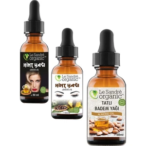 Le Sandre Organics Hint Yağı Soğuk Pres Kaş Kirpik Bakımı & Saç Bakımı & Tatlı Badem Yağı 150 ml