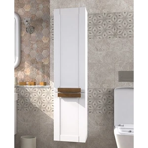 Pierre Cardin Pio Antique White Banyo Boy Dolabı Mat Beyaz Ahşap Kulplu Sol Açılır