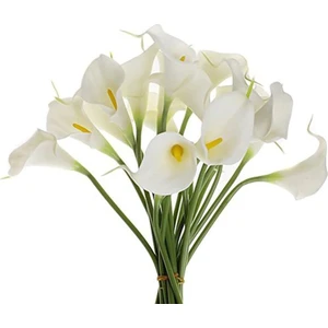 Yapay Çiçek Islak Gala Gerçeksi Eva Malzeme Cala Flower 8li Beyaz