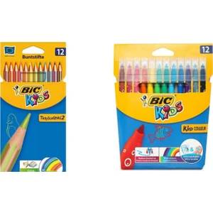 Kids Tropicolors Kuru Boya Kalemi 12'li + Keçeli Boya 12'li