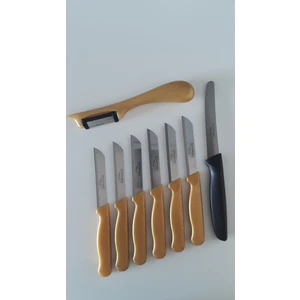 6 Simli Gold Meyve Bıçağı 1 Topuz Saplı Yan Soyacak ve 1 Tırtıklı Doğrama Bıçağı Seti