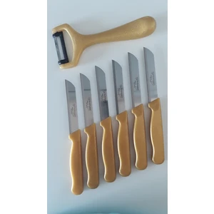 6 Simli Gold Meyve Bıçağı ve 1 Düz Soyacak Seti