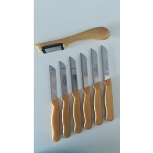 6 Simli Gold Meyve Bıçağı ve 1 Topuz Saplı Yan Soyacak Seti
