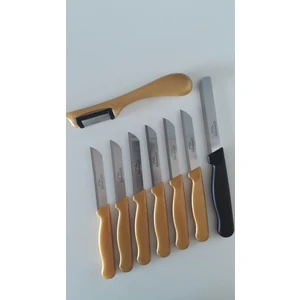 6 Simli Gold Meyve Bıçağı 1 Topuz Saplı Yan Soyacak ve 1 Mikro Tırtıklı Doğrama Bıçağı Seti