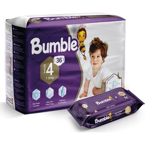 4 Numara Bebek Bezi Maxi Ikiz Paket+Bumble Baby Islak Mendil Hediyeli
