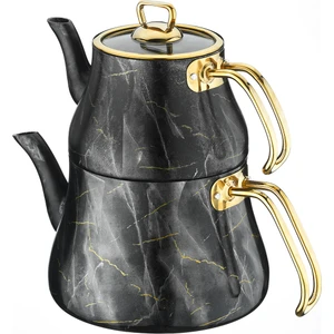 Marble Siyah Mermer - Granit Çaydanlık Takımı