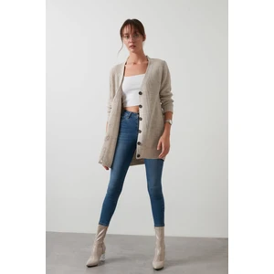 % 100 Soft Akrilik Triko Örme Uzun Hırka Kadın Hırka 4615044