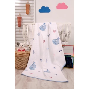 Mellowbabystore %100 Pamuk Mavi Yelken Desenli Bebek Pikesi