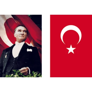 Atatürk Posteri ve Türk Bayrağı Kumaş 2'li Takım 100 x 150 cm