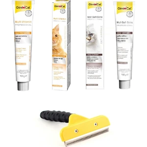 Furminator Tüy Alıcı Toplayıcı Tarak 7 cm+ Gimcat Multivitamin 100 gr + Gimcat Malt Soft Extra 100 gr