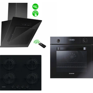 Siyah Cam Ankastre Set (HVW6MBB Ocak - HDM656BTK Davlumbaz - HOT3051BI/E Fırın)