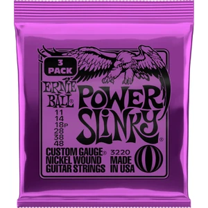 Ernie Ball 3220 Power Slinky Nickel Wound Electric Guitar Strings Elektro Gitar Teli 11-48 (3 Set)