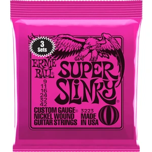 Ernie Ball 3223 Super Slinky Nickel Wound Electric Guitar Strings Elektro Gitar Teli 009 (3 Set)