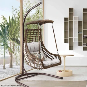 Capri Swing Alaçatı Tekli Rattan Bahçe Salıncağı | Balkon Salıncağı
