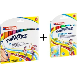 Funtastıc 10 Renk Kalın Uçlu Keçeli Kalem + Edding Funtastıc Cam Kalemi Seti