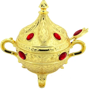 Taşlı ve Kaşıklı Şekerlik Gold