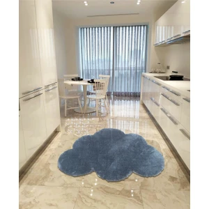 Balat Halı Dekoratif Koyu Gri Peluş Yumuşak Bulut Desen Halı
