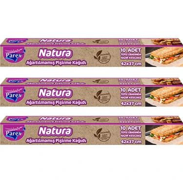 Parex Natura 3 Paket Ağartılmamış Hazır Kesilmiş Pişirme Kağıdı