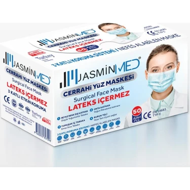 Jasmin Med Cerrahi Tek Kullanımlık Telli 3 Katlı Maske