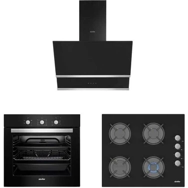 Simfer Siyah Cam Ankastre Set (7326 Fırın + 3500 Ocak + 8658