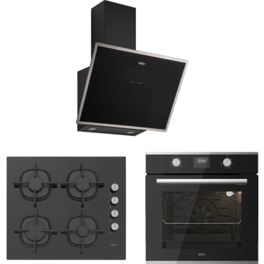 Esty Siyah Cam Ankastre Set (AEF6605B01 Fırın - ACO5360B01 Ocak - 3473B6